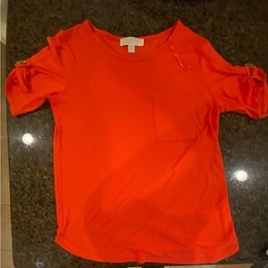 MICHAEL  MICHAEL KORS,M,tangarine orange sz M woman’s Top w/ Gold buckled logo